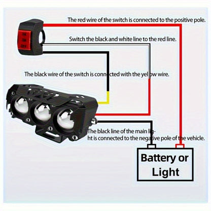 Motorcycle LED Lights 2 Pack with Switch - Dual Color White & Amber High Low Beam Auxiliary Driving Lights for Motorcycle Truck ATV UTV SUV Off Road