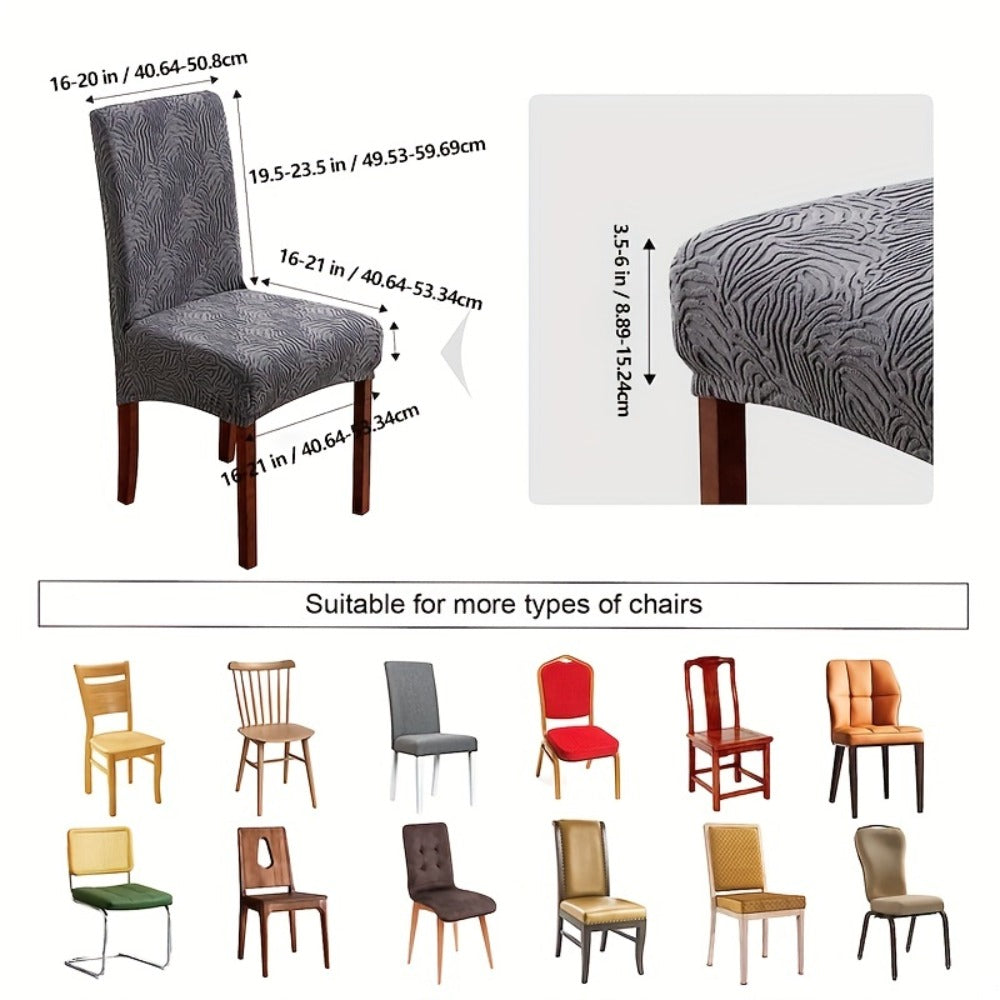 Chair Cover Set of 4 or 6 Stretch Jacquard Dining Slipcovers in Eight Available Color Choices