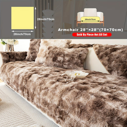 Sofa Cover, Faux-Lamb Plush Gradient Couch Pad in Five Colors with Armchair, Backrest and Seat Sizes