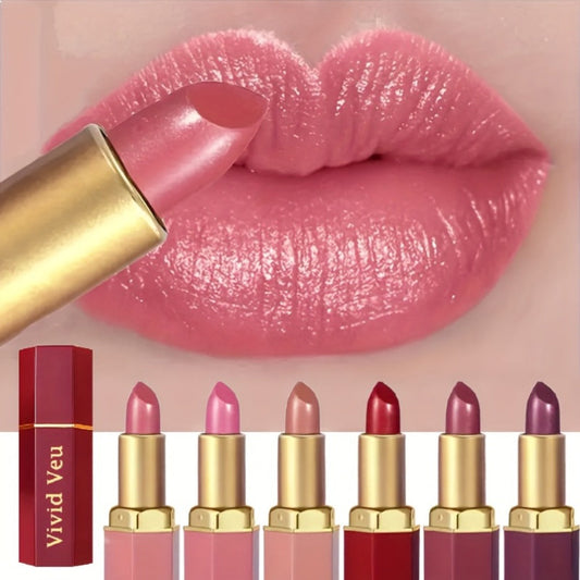 Glossy Creamy Lipstick Set 6 Pcs Berry & Nude Shades – Moisturizing Hydrating Formula Effortless Glide Long Lasting Shiny Lip Color for All Skin Tones, Essential Beauty Gift for Women