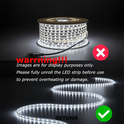 Waterproof LED Strip Lights 110V AC, IP65 120LEDs/Meter Ultra Bright LED Tape Light, Plug and Play Adhesive LED Ribbon for Outdoor Indoor Kitchen Garden Home Room Decoration, Warm White & Cool White