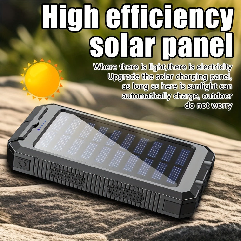 Solar Power Bank, 45800mAh QC3.0 Dual-USB Charger with Solar Panel, LED Flashlight and Five Color Options