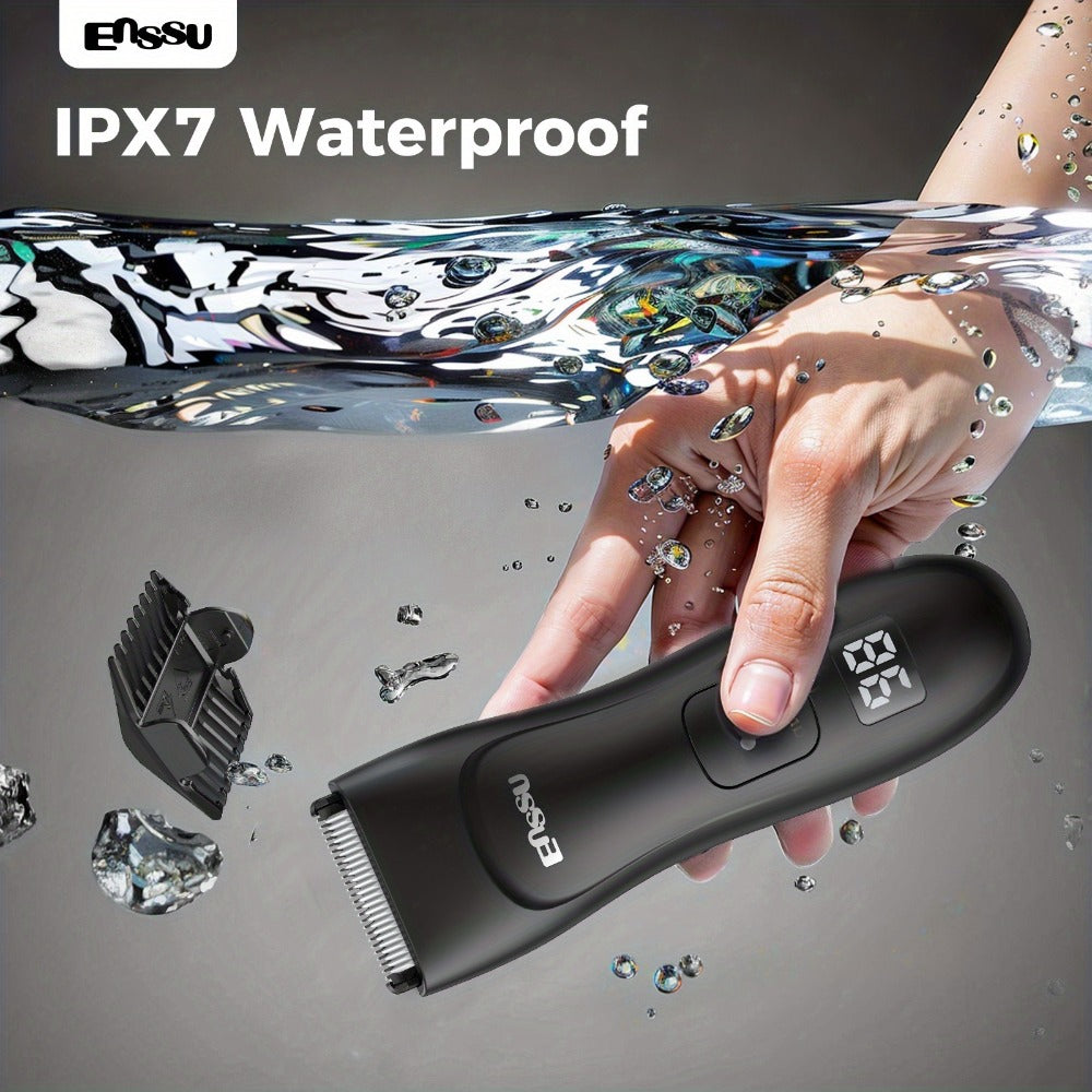 Full Body Groomer for Men IPX7 Waterproof Electric Trimmer Ceramic Blade LCD Display Bikini Private Parts Shaver Replaceable Head Wet Dry Gift