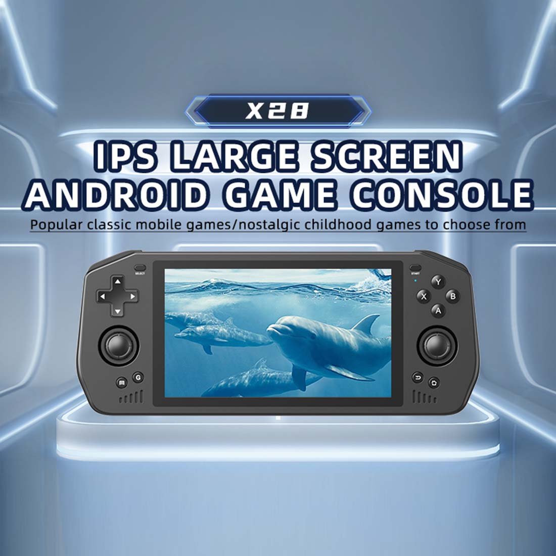 Handheld Game Console Powkiddy X28 with 5.5-Inch IPS laminated, 720x1280, G+G Touch, 64GB Options, 5000mAh Battery, Android 11, Mini HDMI
