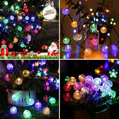 Moroccan Solar String Lights Outdoor - Metal Sphere Fairy Lights with 20/30/50 LED Beads, 8 Modes, IPX65 Waterproof | Boho Garden Lights for Patio, Lawn, Wedding, Christmas Tree & Party Decoration