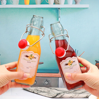 Glass Bottles with Airtight Lids 8oz - 6 9 12 Pack Clear Kitchen Storage Bottles for Kombucha Home Brewing Vanilla Extract Vinegar Homemade Juice Water Soda | Meal Prep Pantry Organization