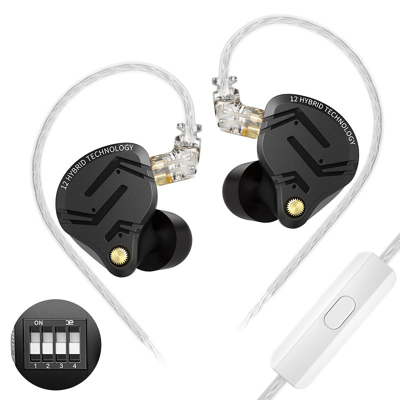 KZ ZS12 PRO X In-Ear Monitor Hybrid IEM Headphones Detachable Cable Noise Cancelling Dynamic Mic Sport Gaming DJ Audio Monitoring Music Production