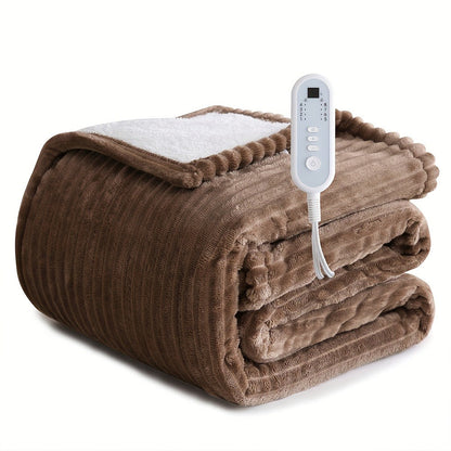 Electric Blanket with Temperature Control and Timer – Extra Large Flannel Heated Blanket, 8 Levels 10-Hour Auto-Off, Machine Washable, PTC+NTC Overheat Protection, Throw Twin Full Queen King