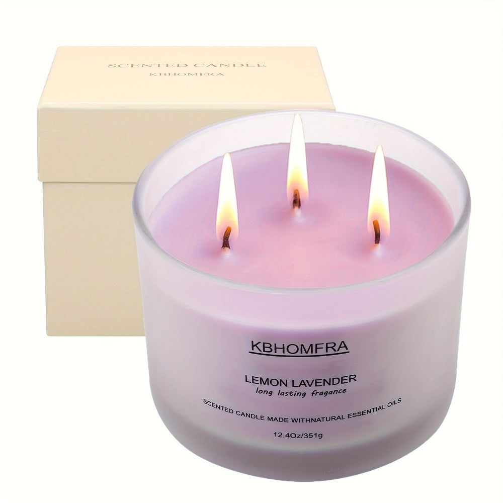 12.4oz Candle with Three Cotton Wicks, Wide Glass Jar, Gift Box and Six Fragrance Selections