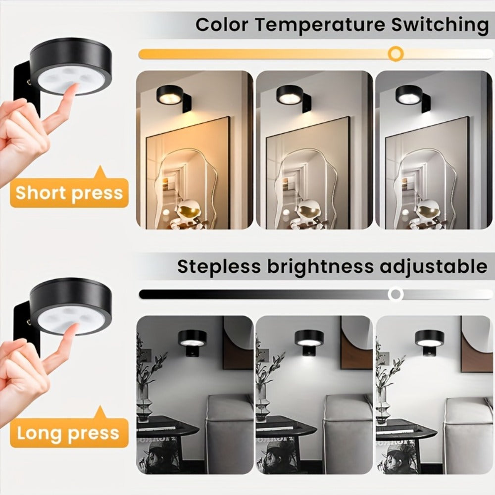 Three-Pack Battery-Operated Picture Lights with Magnetic Mounts, Remote Control and Timer Settings