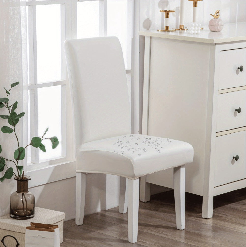 Chair Cover Set of 4 or 6 Stretch PU Leather Dining Slipcovers in Nine Available Color Choices
