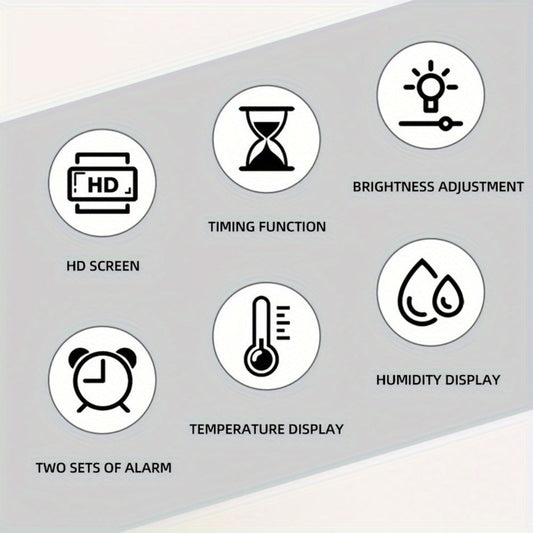 LED Alarm Clock Large Screen - Digital Clock with Temperature Humidity Week Display, Bedroom Living Room Office Desk Clock