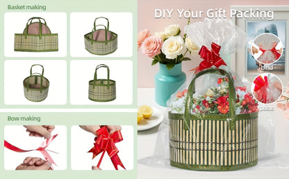 Bamboo Storage Baskets 6-Pack in Oval or Round Shapes with Nine Color and Shape Variants for Home Organization