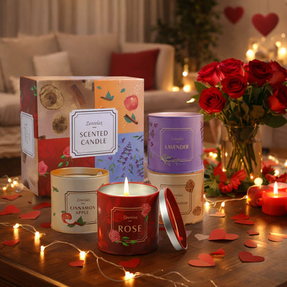 30oz Four-Scent Candle Set in Metal Jars with Fitted Lids, Single-Set or Two-Set Package Options