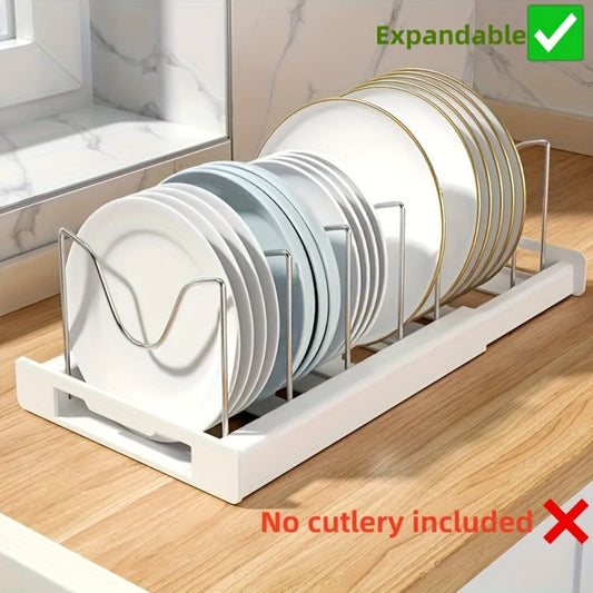 Expandable Pot Lid Kitchen Organizer with Removable Dividers, White Base and 12.2-22.6-Inch Width