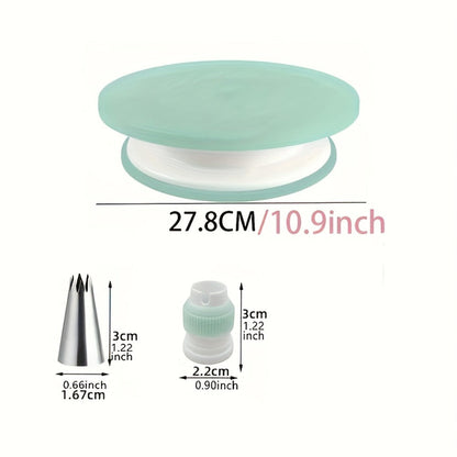Cake Decorating Supplies Kit 208pcs, Stainless Steel Piping Nozzles Set with Cake Turntable Piping Bags Muffin Cups Chocolate Molds, Complete Baking Tools for Cupcakes Pastry Cookies Beginners