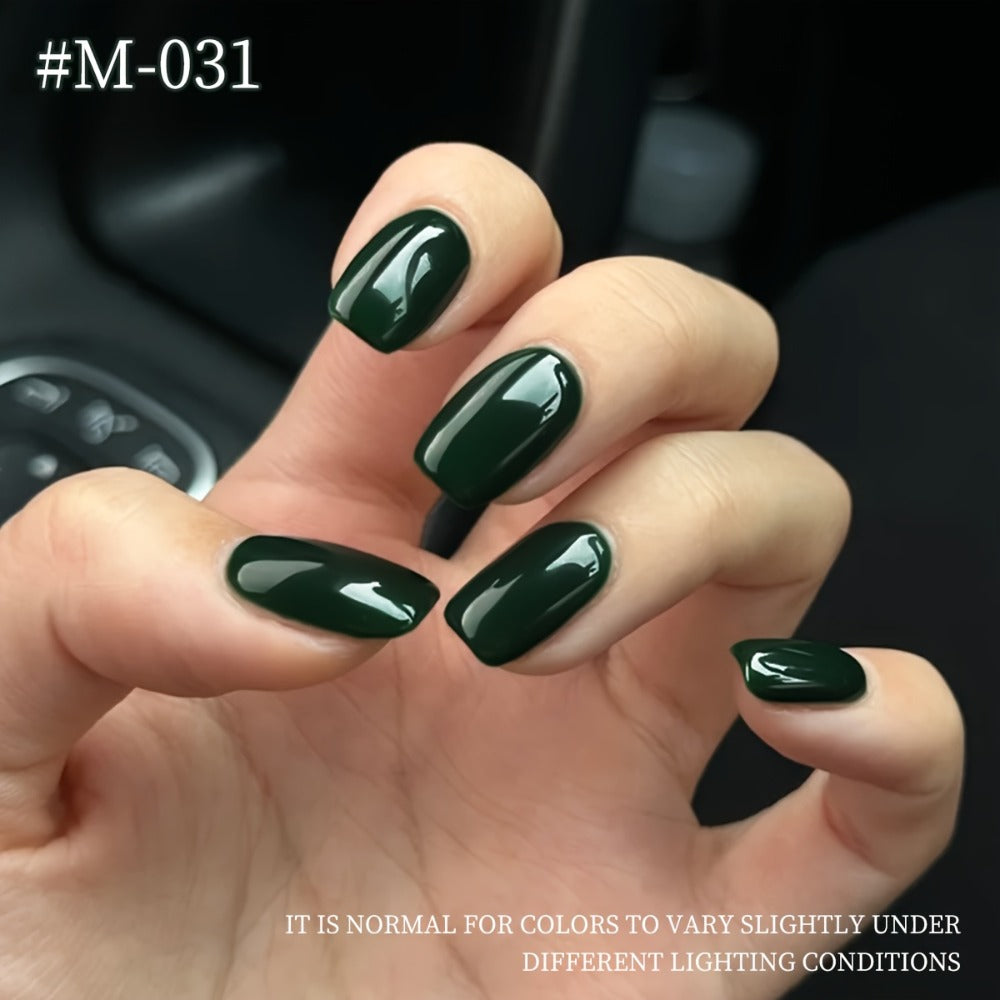 Gel Nail Polish Set with XEIJAYI Label, 9 Green Forest Colors in 0.51oz Photo Frame Bottles