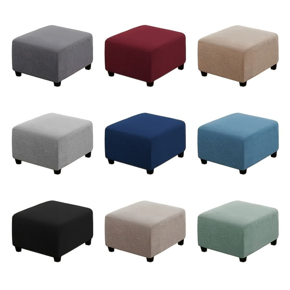 Square Ottoman Cover with Elastic Band in Six Color Labels and L or XL Size Options for Home and Office Footstools