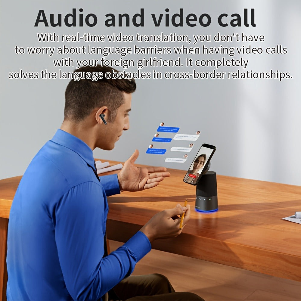 Black or White Stem-Style Translation Earphones with Digital Charging Case and Two Color Options