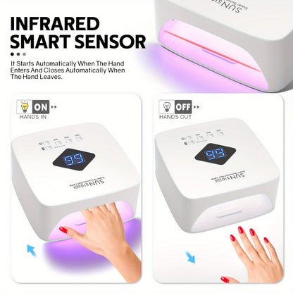 Rechargeable LED Nail Lamp in White with HD Display and SUN S10 MAX Source-Labeled Checkout Model