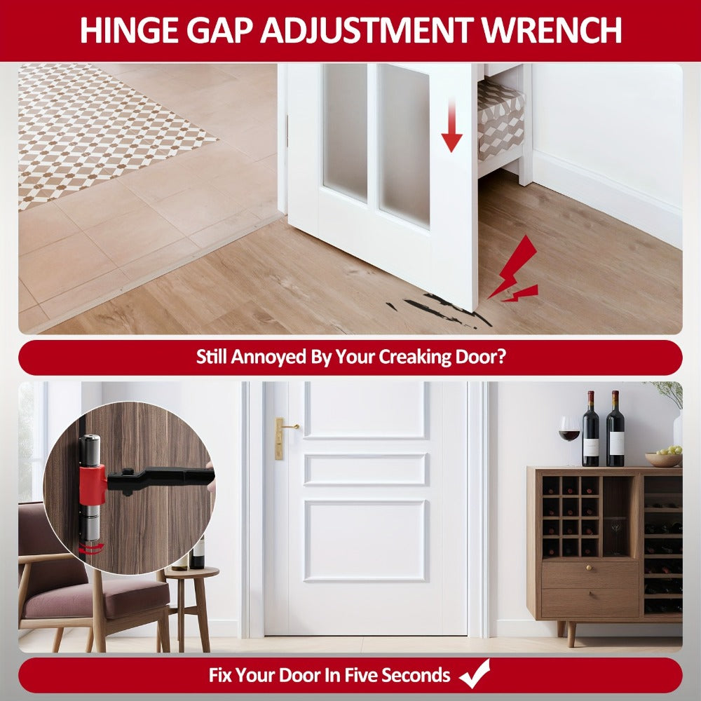 Six-in-One Door Hinge Gap Adjustment Wrench Set with Steel Bender Handle and Six Size Heads