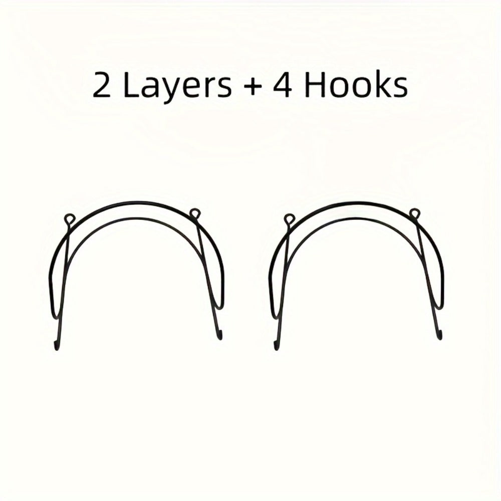Wall Mounted Towel Rack with Hooks 6pcs Iron Hanging Rack Set Multi-Layer Wall Storage Organizer for Bathroom, Bedroom & Kitchen – Easy Install, Clothes & Towel Hanger