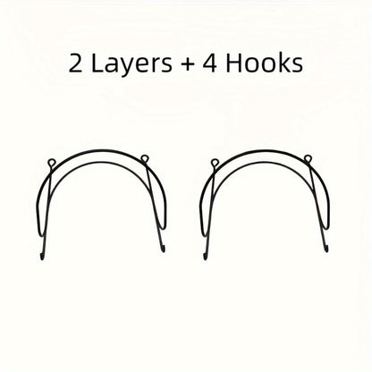 Wall Mounted Towel Rack with Hooks 6pcs Iron Hanging Rack Set Multi-Layer Wall Storage Organizer for Bathroom, Bedroom & Kitchen – Easy Install, Clothes & Towel Hanger