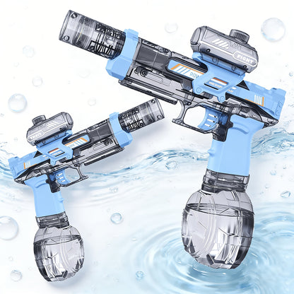 Two-Piece Electric Light-and-Sound Water Blaster Sets in 727 or 737 Models and Blue or Black Colors