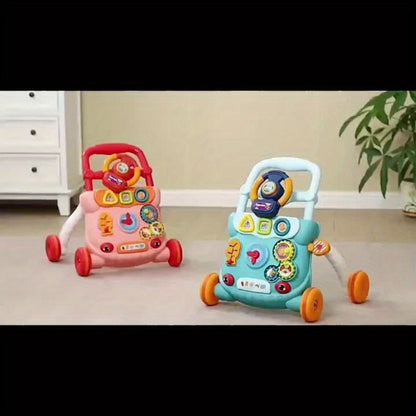 Musical Baby Walker Toy with Anti-Rollover Safety – Multi-Function Sit-to-Stand Activity Center for Early Walking Development, Interactive Learning Push Walker for Infants & Toddlers, Baby Gift