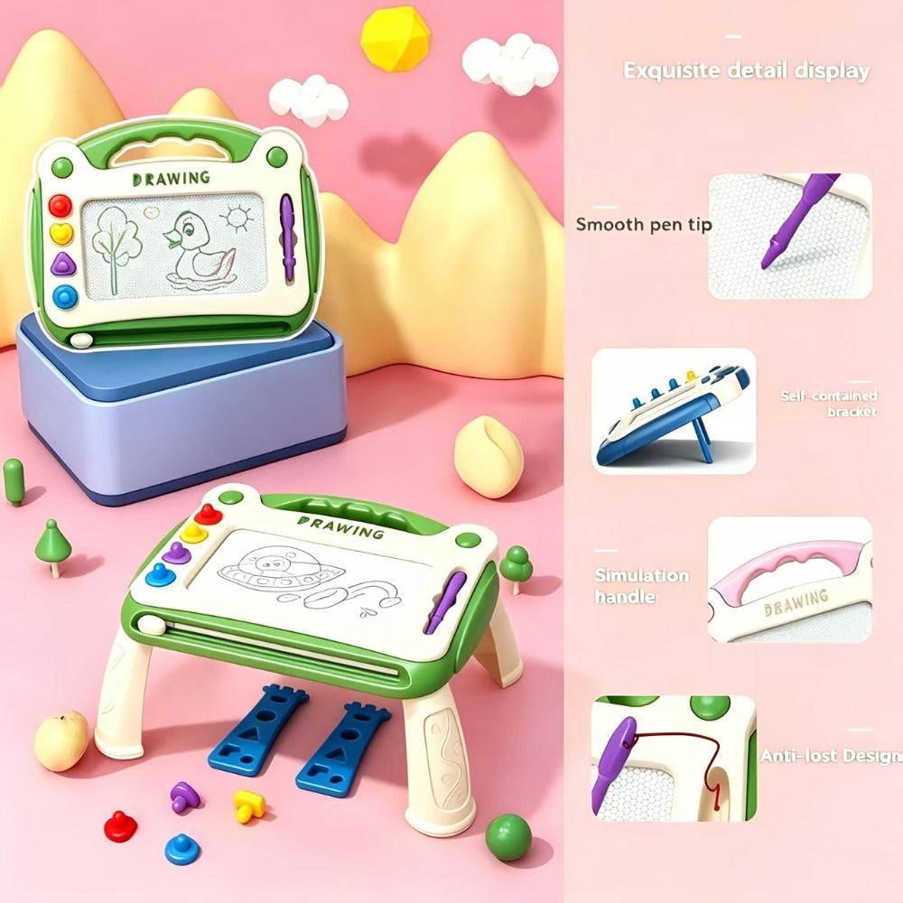 Kids Drawing Board with 4 Stamps 4 Holders and 1 Pen Educational Doodle Board Toy for Boys Girls Toddlers Learning Art Table Desk Birthday Gift