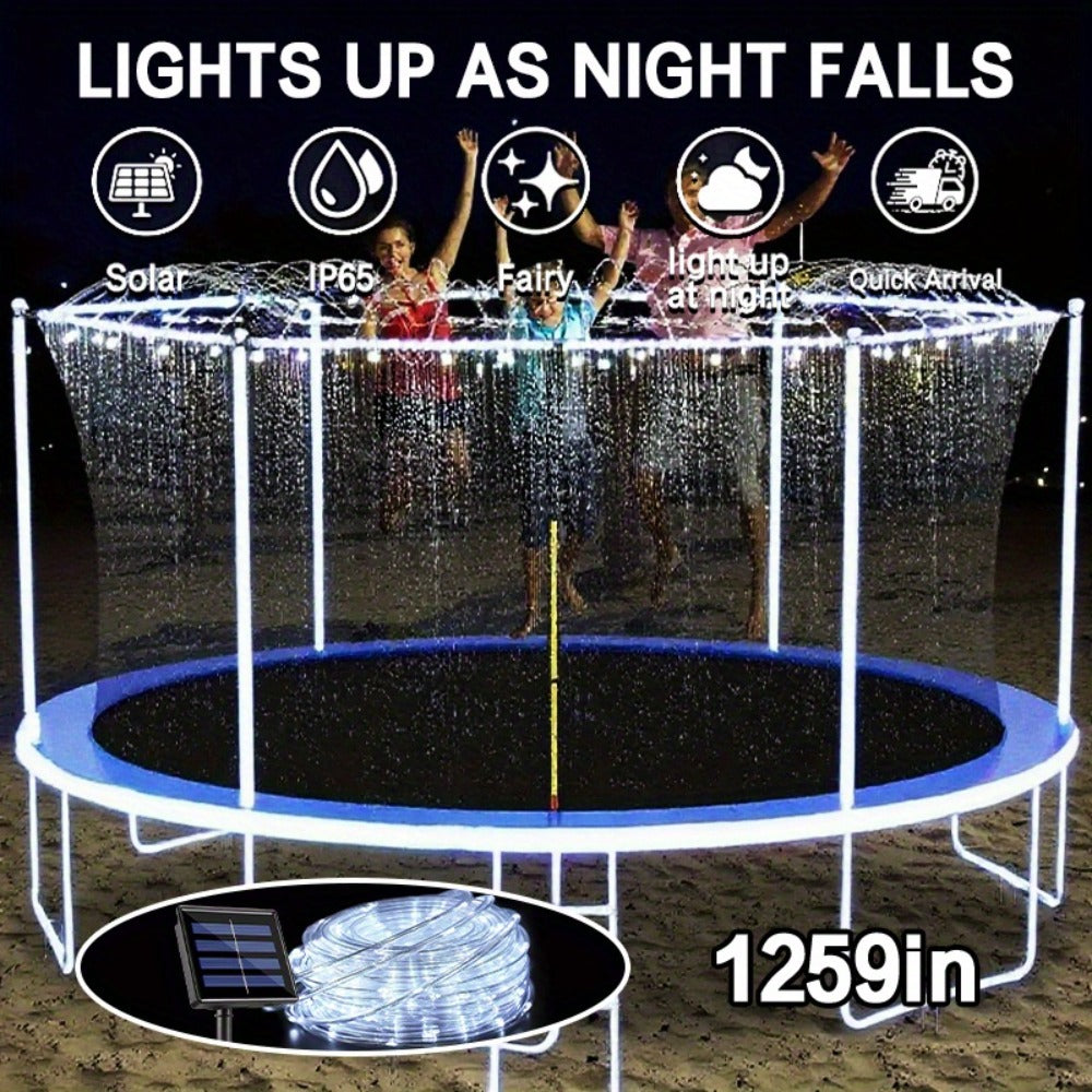 Solar Trampoline Rope Lights with Separate Panel, 50 or 100 LEDs and Multicolor, White or Blue Options