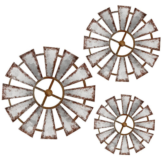 Bohemian Wood Windmill Wall Decor 3 Pack Rustic Wooden Wind Turbine Hanging Sculptures Farmhouse Wall Art for Living Room Bedroom Nursery Boho Home Decoration Indoor Outdoor Accent