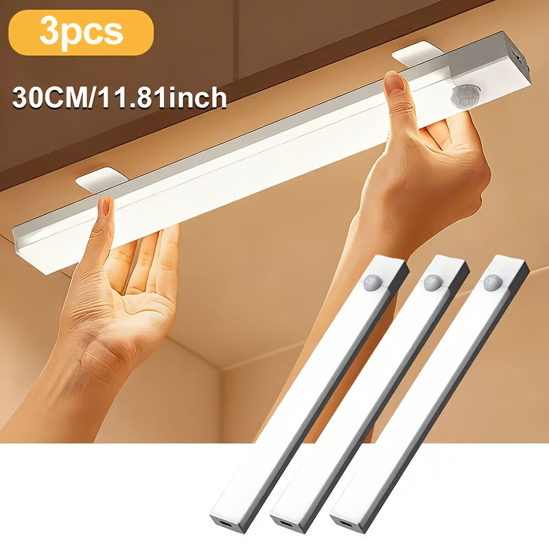 Night Light Motion Sensor LED Bar with USB Rechargeable 400mAh Battery, Three Brightness Levels and Six Size-Pack Options