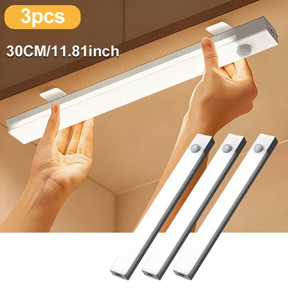 Night Light Motion Sensor LED Bar with USB Rechargeable 400mAh Battery, Three Brightness Levels and Six Size-Pack Options