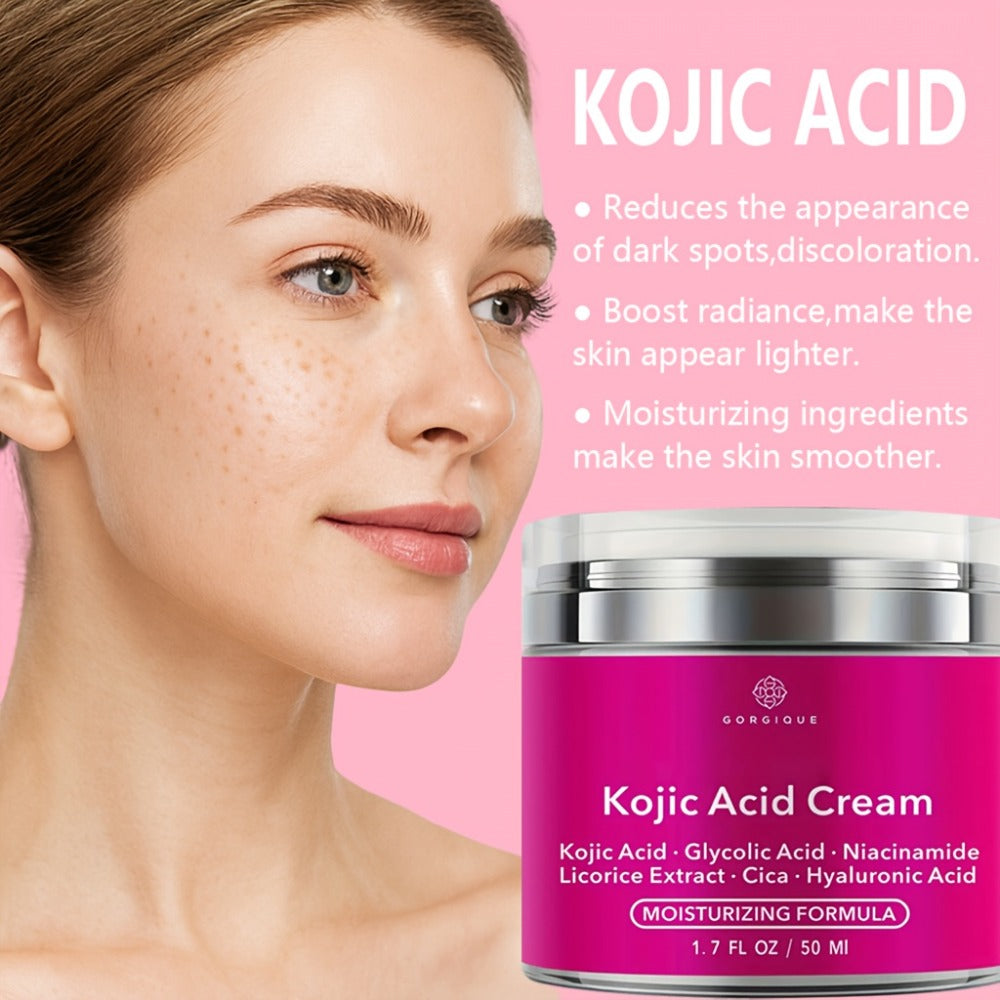 Face Cream Kojic Acid and Hyaluronic Acid 50ml Formula in One-Jar or Two-Jar Pack Options for AM and PM Use