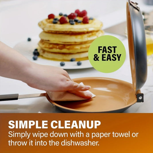 Double-Sided Non-Stick Omelette Pan – Reversible Flip Skillet for Fluffy Pancakes, Omelets & Italian Omelettes | Dishwasher Safe, Indoor & Outdoor Cooking, Camping Kitchen Essentials
