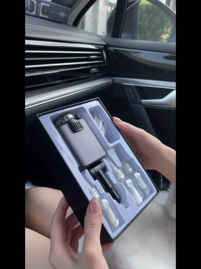 3-in-1 Car Charger, Air Freshener & Starry Sky Ceiling Light – Retractable Type-C & Lightning Cable, Aromatherapy Perfume, Purple Ambient Light, for iPhone & Android