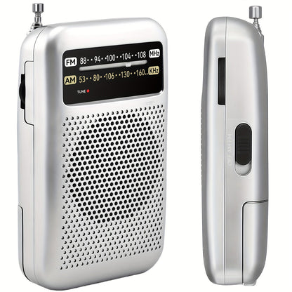Pocket AM/FM Radio with 2-AA Battery Power, Headphone Jack and Single or Two-Piece Color Options