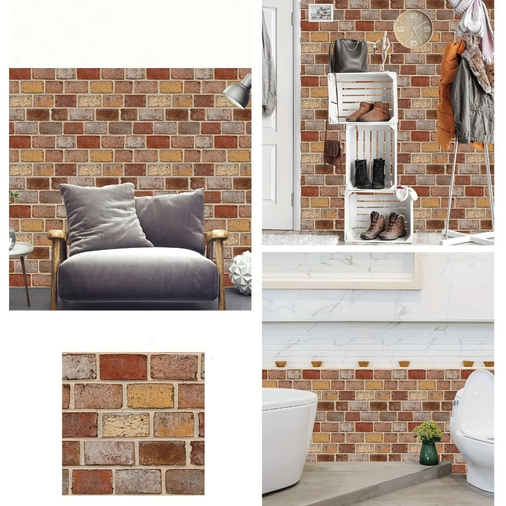 Twenty-Piece Vintage Brick and Stacked-Stone Wall Tile Sticker Set in Pattern 579, 566 or 576