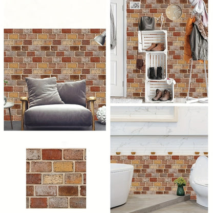 Twenty-Piece Vintage Brick and Stacked-Stone Wall Tile Sticker Set in Pattern 579, 566 or 576