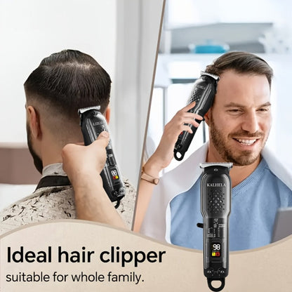Retro Transparent Hair Clippers for Men – Electric Trimmer with LCD Display, USB Rechargeable Beard Clipper for Pompadour Fade Styles, Cordless Home Barber Tool, Red Black Blue