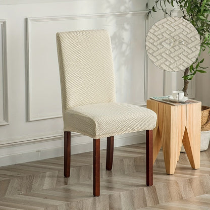 Textured Stretch Dining Chair Covers in Beige, Gray, Chocolate, Black, Khaki or Burgundy, Four- or Six-Piece Sets