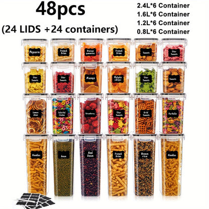 Food Storage Containers Multi-Size Pantry Set with Matching Lids, Labels and Markers in Four Pack Options