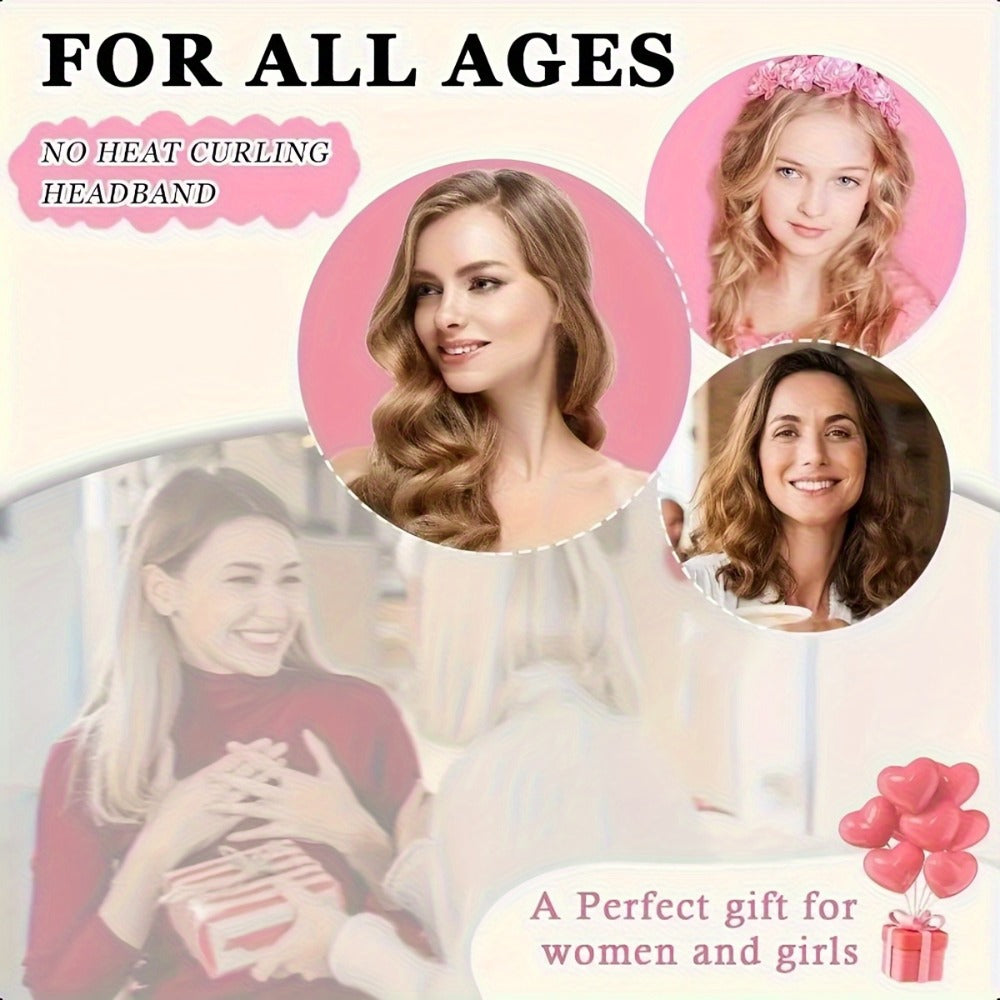 Twelve-Piece Heatless Curling Set with Satin Bonnet, Eye Mask, Hairband and Bag in Three Colors