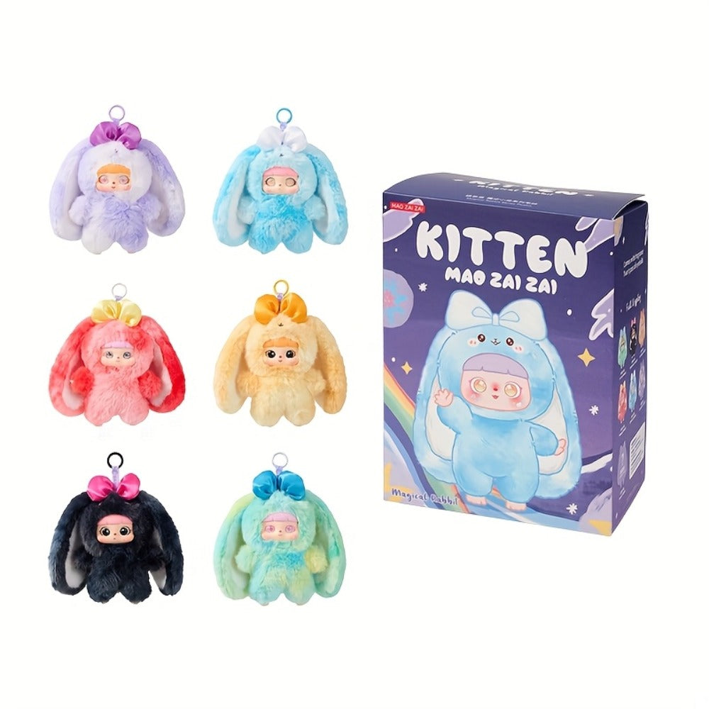 Plush Toy – Kawaii Rabbit with Detachable Face Panel and Assorted Character Styling for Display
