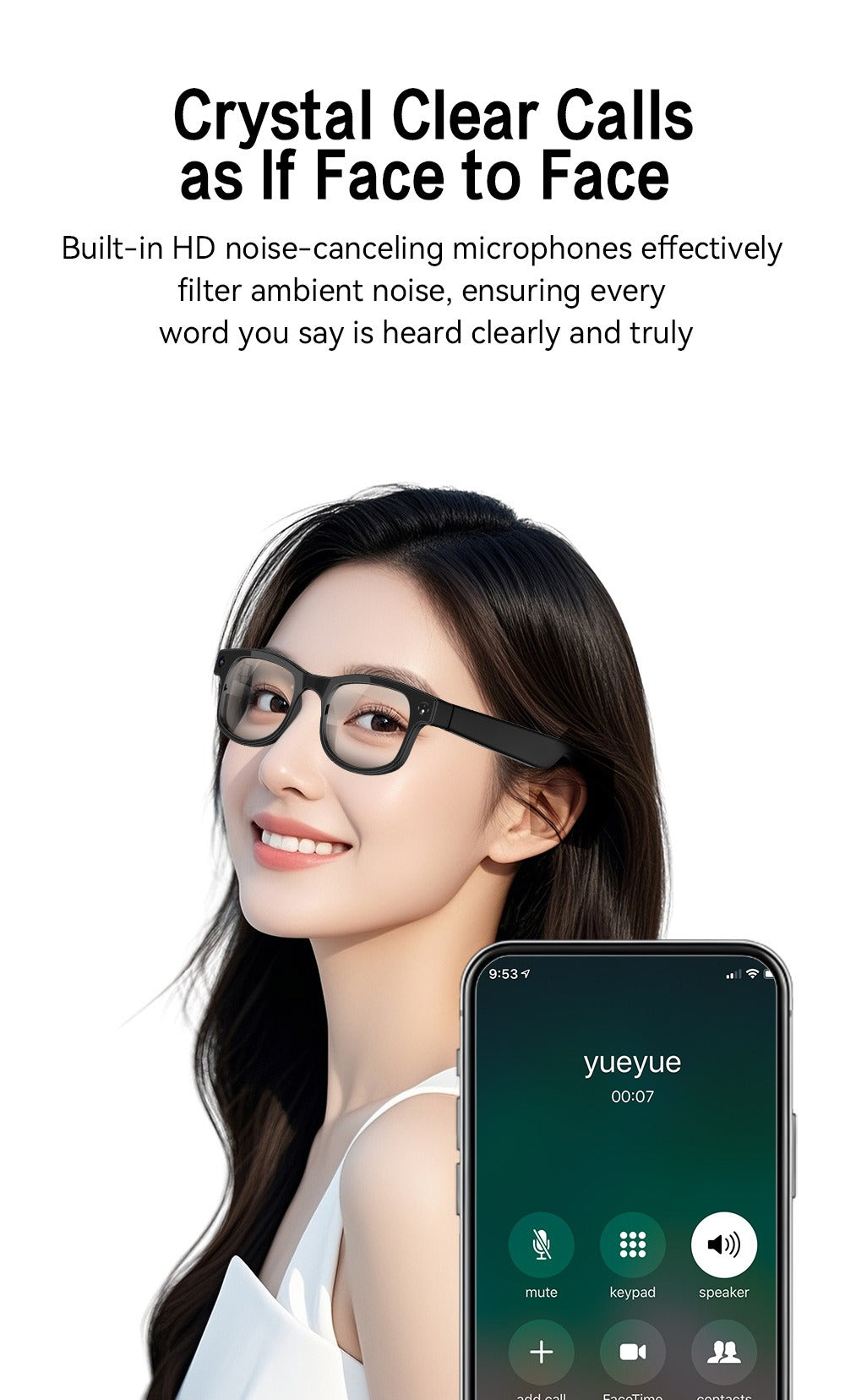 Bluetooth Smart Glasses with 8MP HD Camera – AI Real-Time Translation, Object Recognition, Touch Control, Bluetooth Call & Music, Wearable for Men & Women