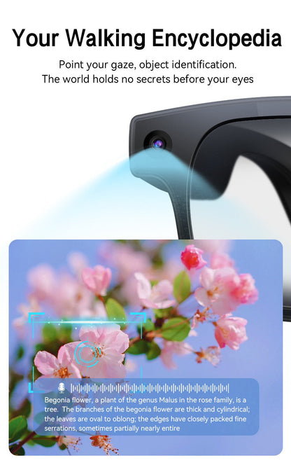Bluetooth Smart Glasses with 8MP HD Camera – AI Real-Time Translation, Object Recognition, Touch Control, Bluetooth Call & Music, Wearable for Men & Women