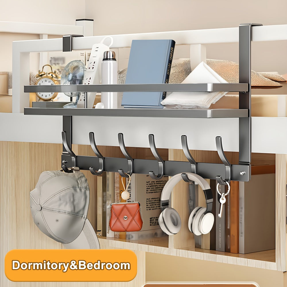 Metal Over-Door Hook Rack with Five, Six or Eight Hooks for Clothes, Bags, Keys or Towels for Home and Everyday Use