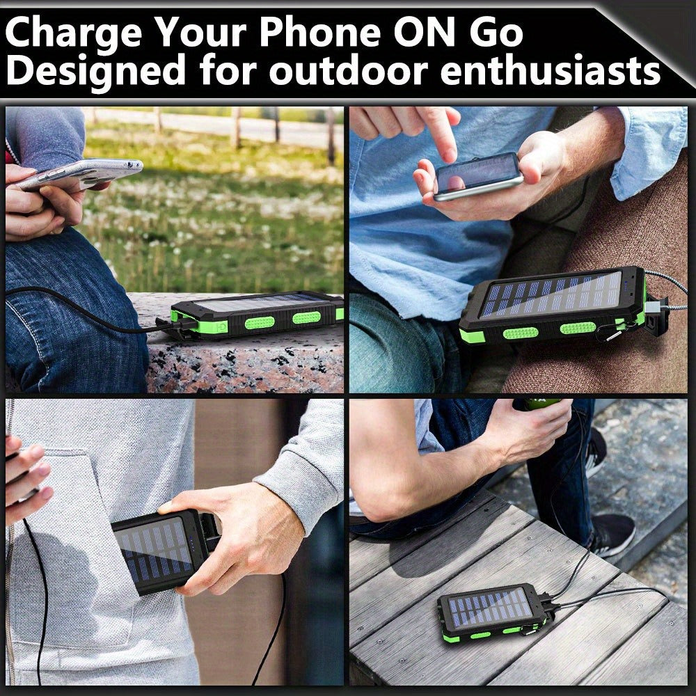 Solar Power Bank, 45800mAh QC3.0 Dual-USB Charger with Solar Panel, LED Flashlight and Five Color Options