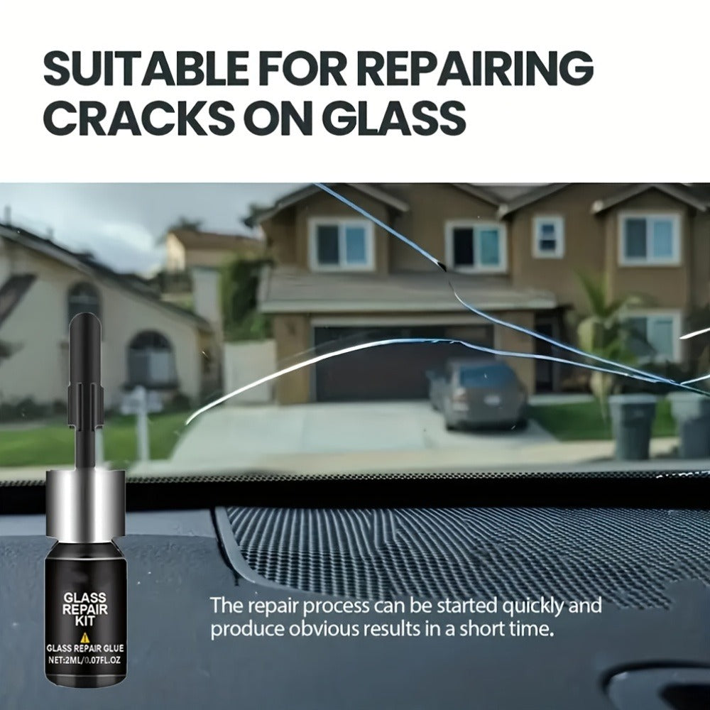 Windshield Repair Kit – 15-Min Quick Fix for Chips, Cracks & Rock Damage | Windshield Crack Repair Fluid with Curing Film, No Tools Needed